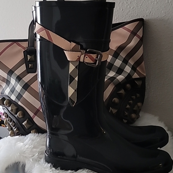 🖤🤎Burberry Kenyon Nova Belt Rain Boots Sz11 / 41🤎🖤 - Picture 9 of 10